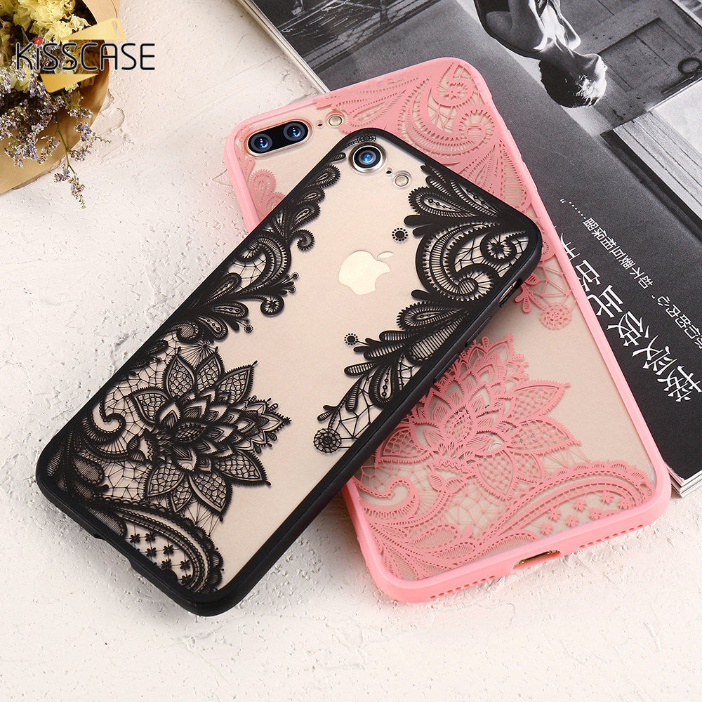 KISSCASE Phone Cases For iPhone 6 6s Plus 7 7 Plus 5 5s SE Luxury Lace Flowers TPU Cover Case For iPhone 7 7 Plus 6 6s Plus 5 5s
