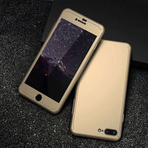 FLOVEME 360 Protective Case For iPhone 6 6S 7 Plus 5 5S SE Tempered Glass Front Back Cover Full Body Coverage Protection Shells
