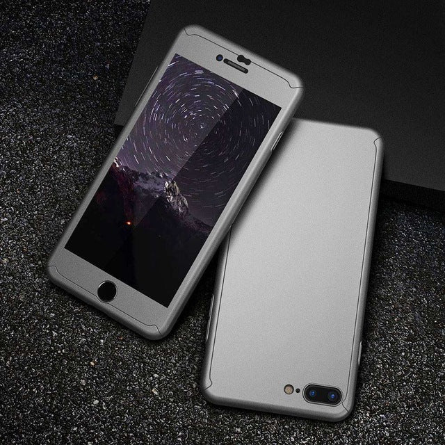 FLOVEME 360 Protective Case For iPhone 6 6S 7 Plus 5 5S SE Tempered Glass Front Back Cover Full Body Coverage Protection Shells
