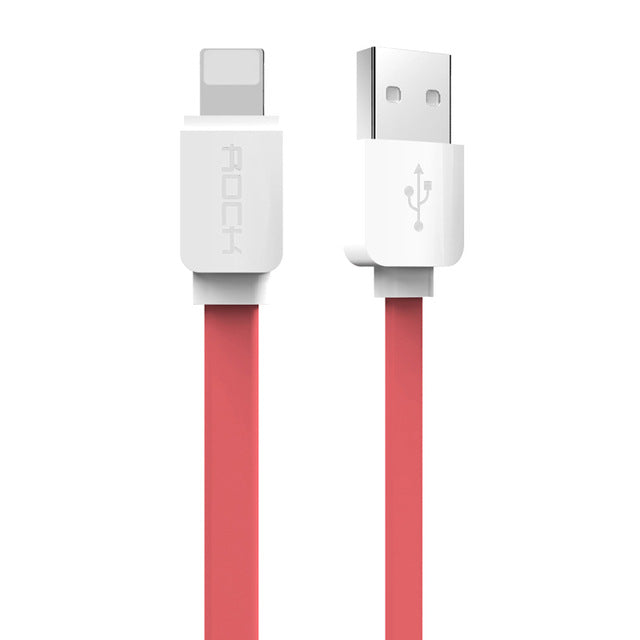 USB Cable for iPhone 8 7 6 6s SE 5s, ROCK Data Sync Flat USB Cable for iPad mini/air/pro for iPhone charger for iPhone X Cable