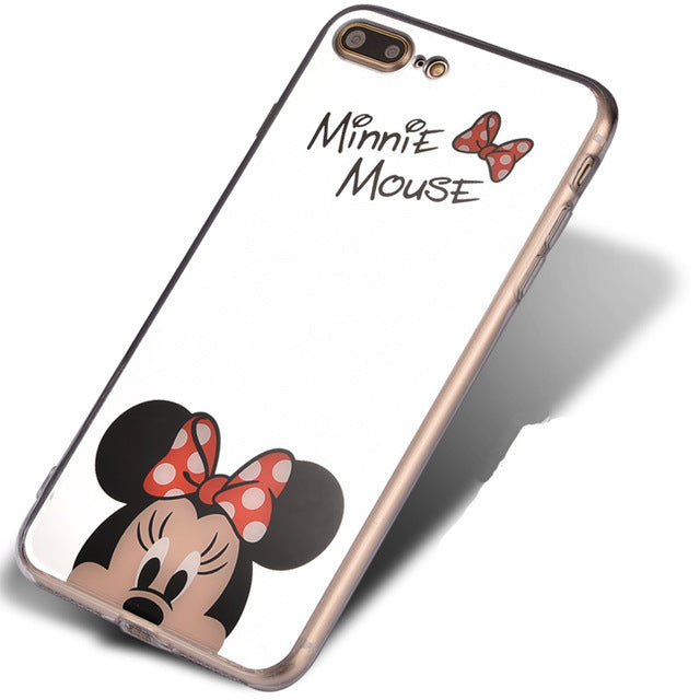 JAMULAR Cartoon Mickey Mouse Mirror Phone Cases for iPhone 6 6s Plus SE 5S Silicone Soft Back Cover for iPhone 7 8 Plus X Case