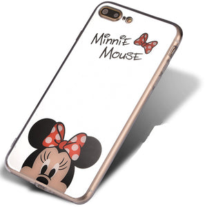 JAMULAR Cartoon Mickey Mouse Mirror Phone Cases for iPhone 6 6s Plus SE 5S Silicone Soft Back Cover for iPhone 7 8 Plus X Case