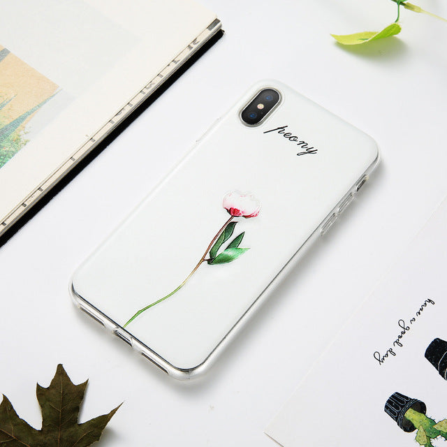 KISSCASE Flower Patterned Case For iPhone 6 6s 7 Plus Cover Soft Silicone Floral Protect Cover For iPhone 5S SE 8 Plus X 10 Capa