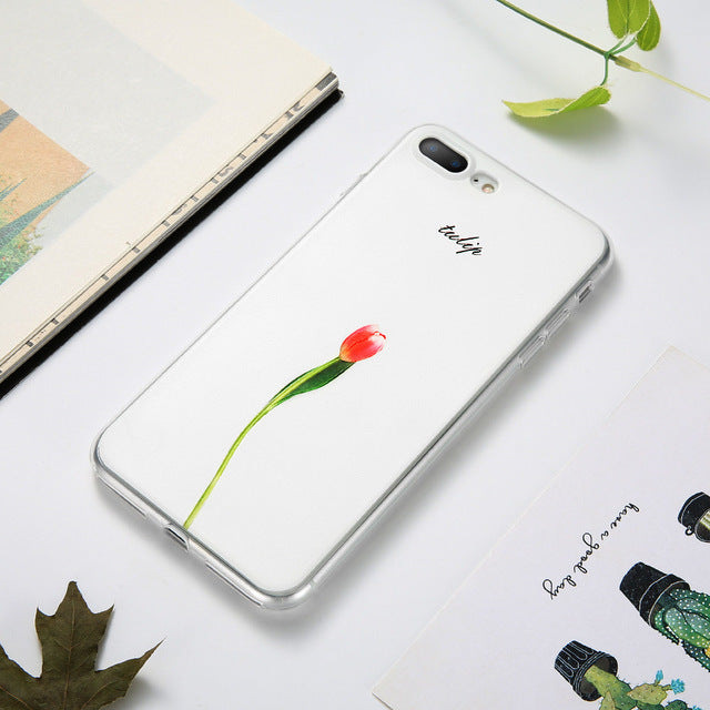KISSCASE Flower Patterned Case For iPhone 6 6s 7 Plus Cover Soft Silicone Floral Protect Cover For iPhone 5S SE 8 Plus X 10 Capa